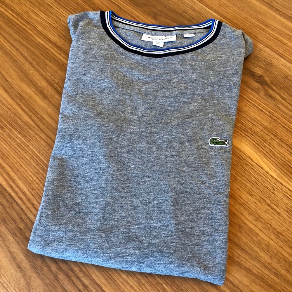 EUC gray Lacoste Ringer Tee  🐊
